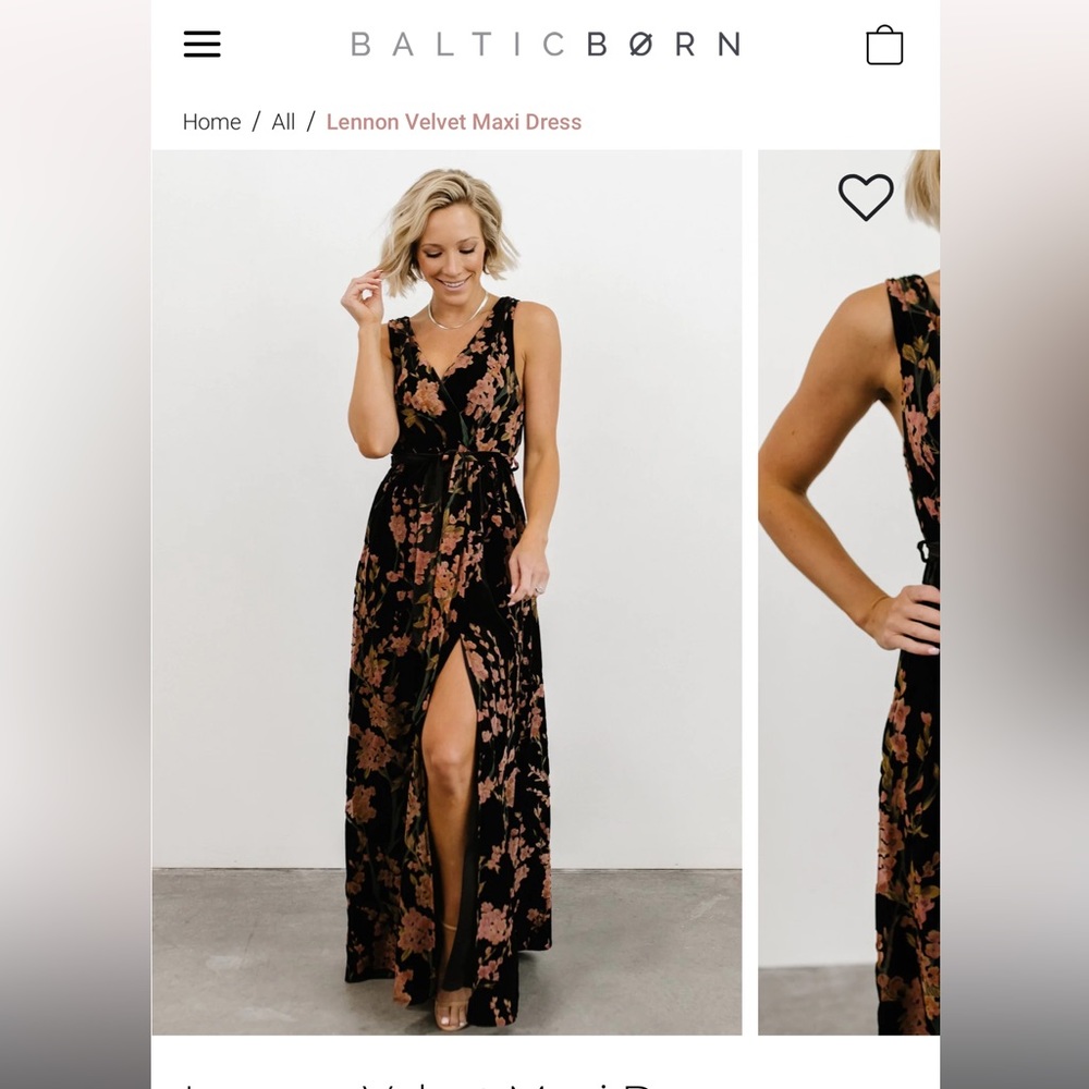 Baltic Born Lennon Velvet Maxi Dress Black Floral